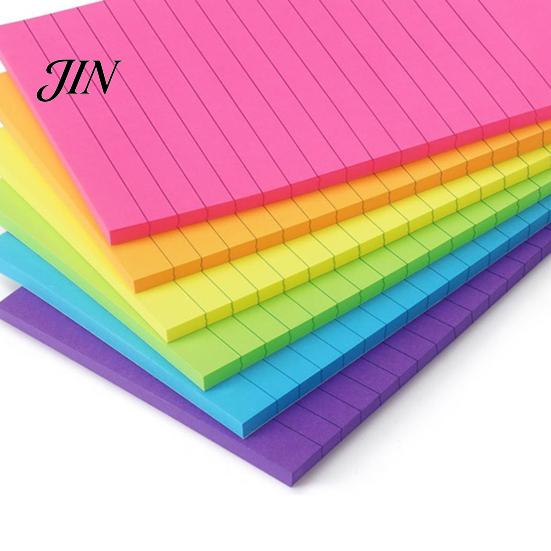 Reminder Stick Notes 6 Pcs Lined Notes, 6x4in Ruled Self-Stick Pads, 45 Sheets/Pad Colorful Fluorescent Adhesive Sticking Memo Pads for To Do