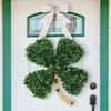 St. Patrick's Day Wreath With Four-Leaf Clover Wooden Wall Door Ornament Hanging Hanger Fireplace 2026 Arrangement Decorati Y5U2