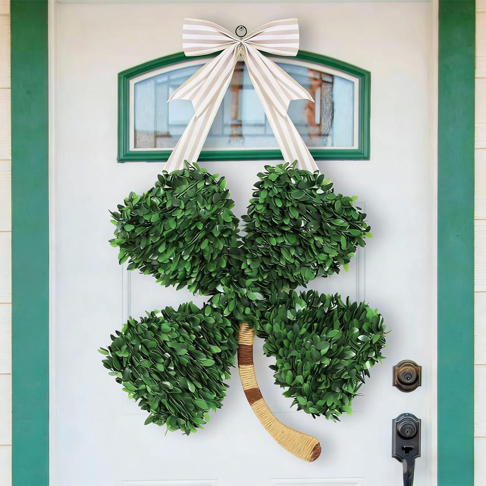 St. Patrick's Day Wreath With Four-Leaf Clover Wooden Wall Door Ornament Hanging Hanger Fireplace 2026 Arrangement Decorati Y5U2