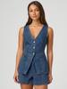 2025 Women's Fashion Sleeveless High-Waisted Denim Shorts Set
