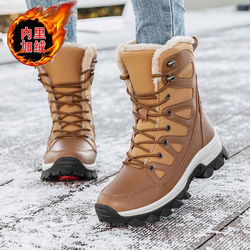 

Модные новые зимние теплые уличные сноубутсы для мужчин и женщин, утепленные хлопковые ботинки с высоким голенищем, обувь для парного туризма, мотоциклетные ботильоны 45