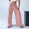 Autumn Cross Border Women's Fashion Loose Striped Drawstring Elastic Waist and Floor Pants from Europe and America