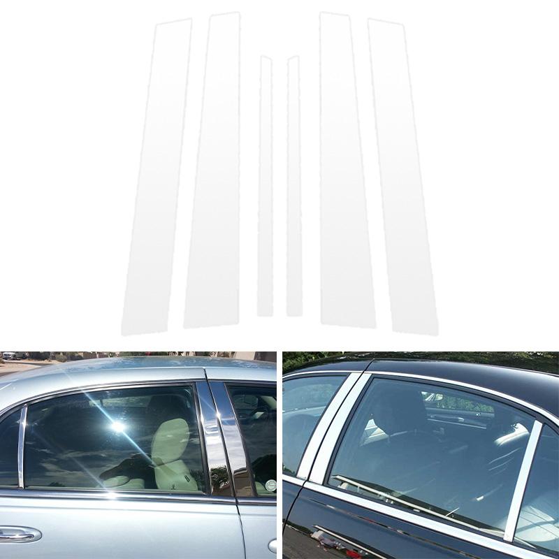 6pcs/set for Lincoln Town Car 1998 1999 2000 2001-2011 Silvery Car Window Pillar Decorative PC Trim B/C Pillar Stickers,Auto Exterior Accessories