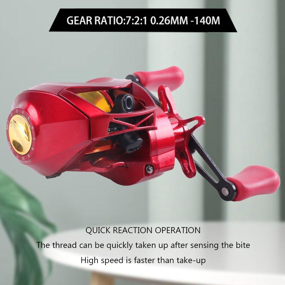 Metal Casting Baitcasting Reel 10Kg Max Drag 10 Gear Magnetirc Brake Fishing Reel Quick Reaction Operation 7.2:1 Gear Ratio