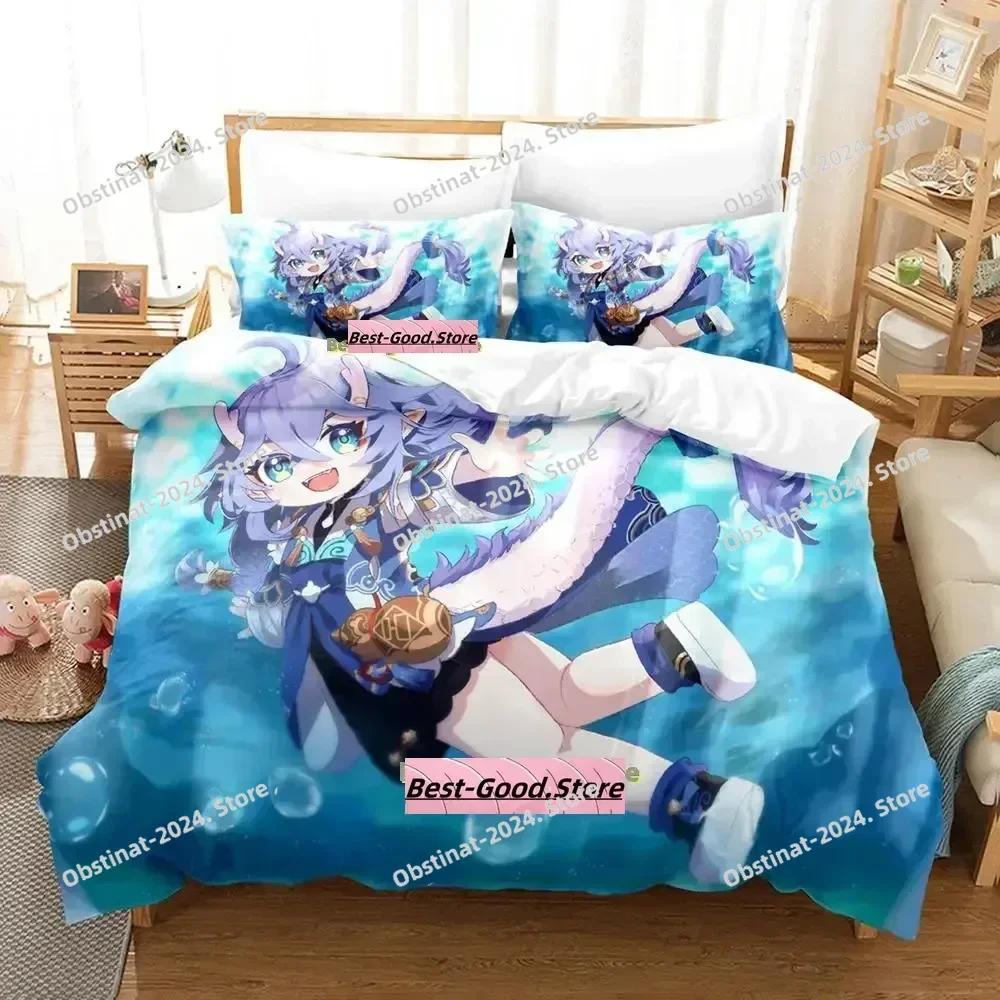 Kawaii Honkai Star Rail Bedding Set Printed Bed Set With Pillowcase Duvet Cover Single Double Queen King Size Adult Kid Bedroom