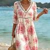 Dress Seaside Vacation Loose Long Dress New Vacation Style V-neck Print Beach