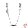 Real 925 Silver Stars & Moon Sunflower Safety Chains Spacer Beads Charms Fit Qikaola 925 Bracelets DIY Jewelry