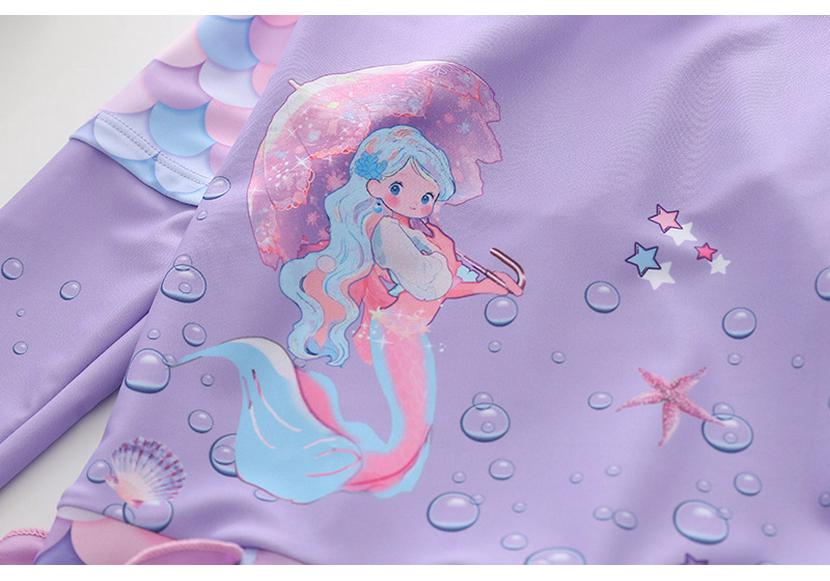 2026 Long Sleeve Girls' One-Piece Swimsuit Skirt Style with CPC Certification for Medium and Large Children