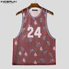 INCERUN Ärmellose Herren-Tanktops aus durchsichtigem Netz mit Print, Racerback