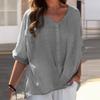 Cotton and Linen Pullover Short Sleeved Loose Fitting Women's Shirt Casual Top