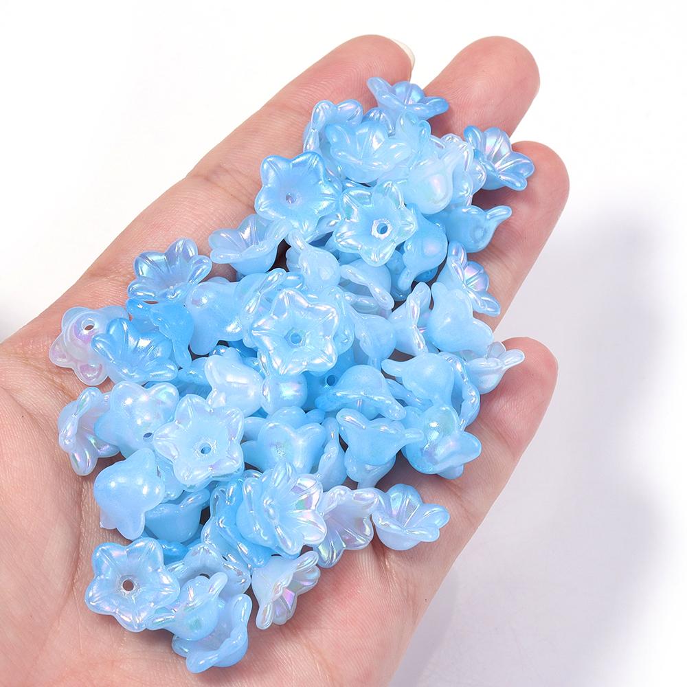 100pcs 6x12mm Flower Acrylic Beads Colorful Bell Orchid Flower Loose Beads For Jewelry Making DIY Bracelets Earrings Accessories