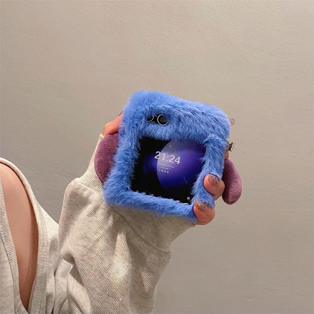 For Motorola Moto Razr 40 50 Ultro Razr Plus 2024 Plush Embroidered 3D Cartoon Stitch Phone Case Protection Cover