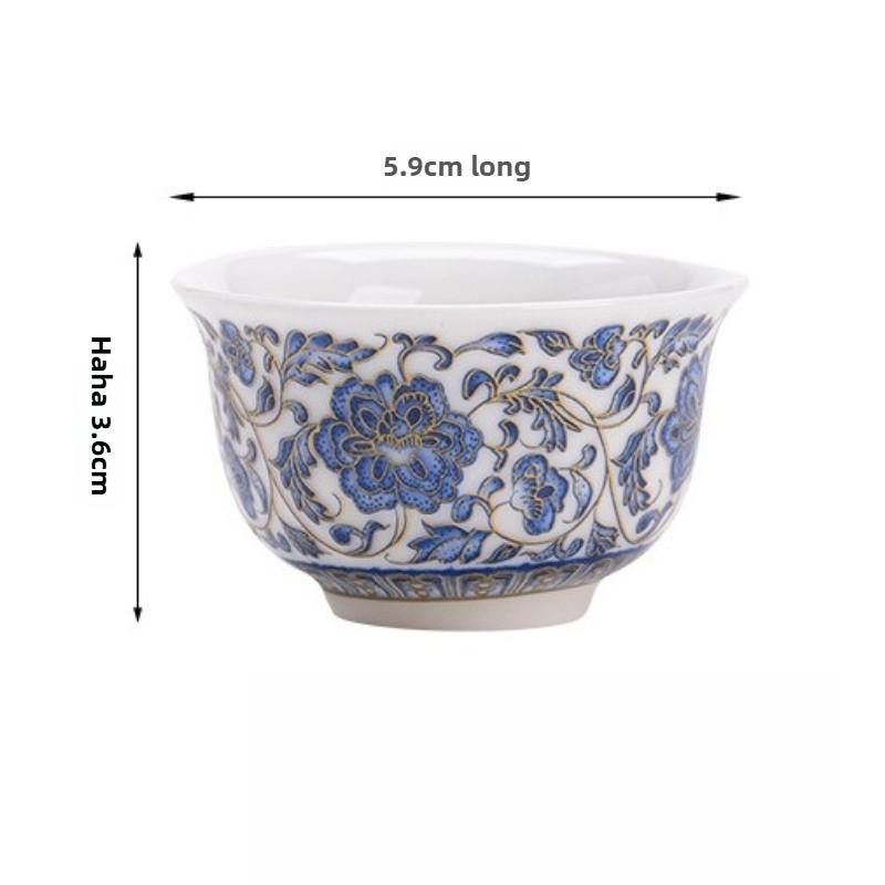 Tea Cup Blue and White Porcelain Master Entangled Lotus Household High-end Teacup Pressure Cup Ceramic Light Luxury
