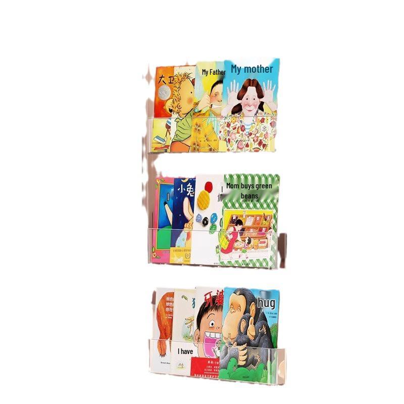 Punch-Free Wall-Mounted Acrylic Bookshelf for Children's Picture Books