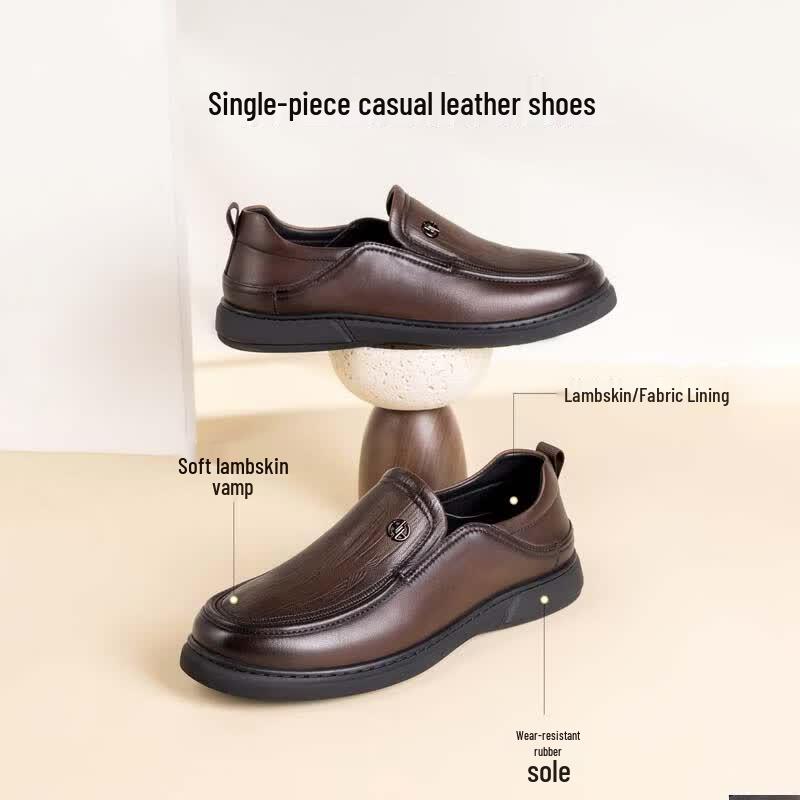 Aokang Men s Spring Sheepskin Soft Slip-on Leather Shoes 40