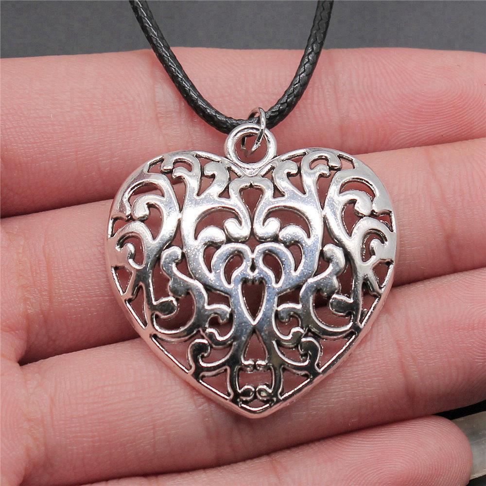 Liebesherz Engel Frieden Halskette Lederkette 45cm Damenschmuck Geburtstag Trend Beschläge