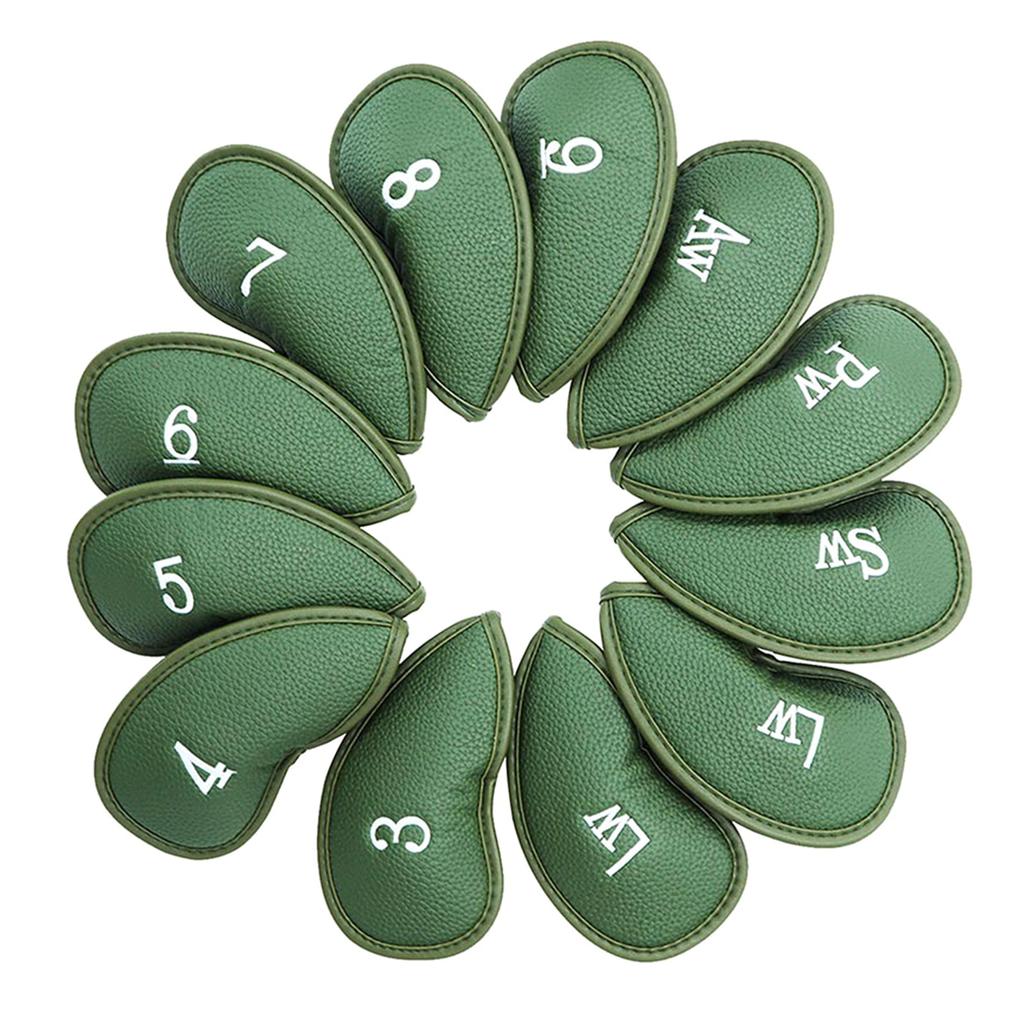 12 Pièces PU Cuir Golfs Headcover Housse de Protection Étuis Tête de Fer Imperméables Accessoires de Golf