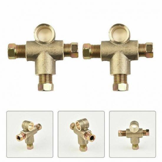 

2x Tee Brake Line Hose Connector 3 Way Adapter W/ 3 Male Nut Union 3/16 Fitting