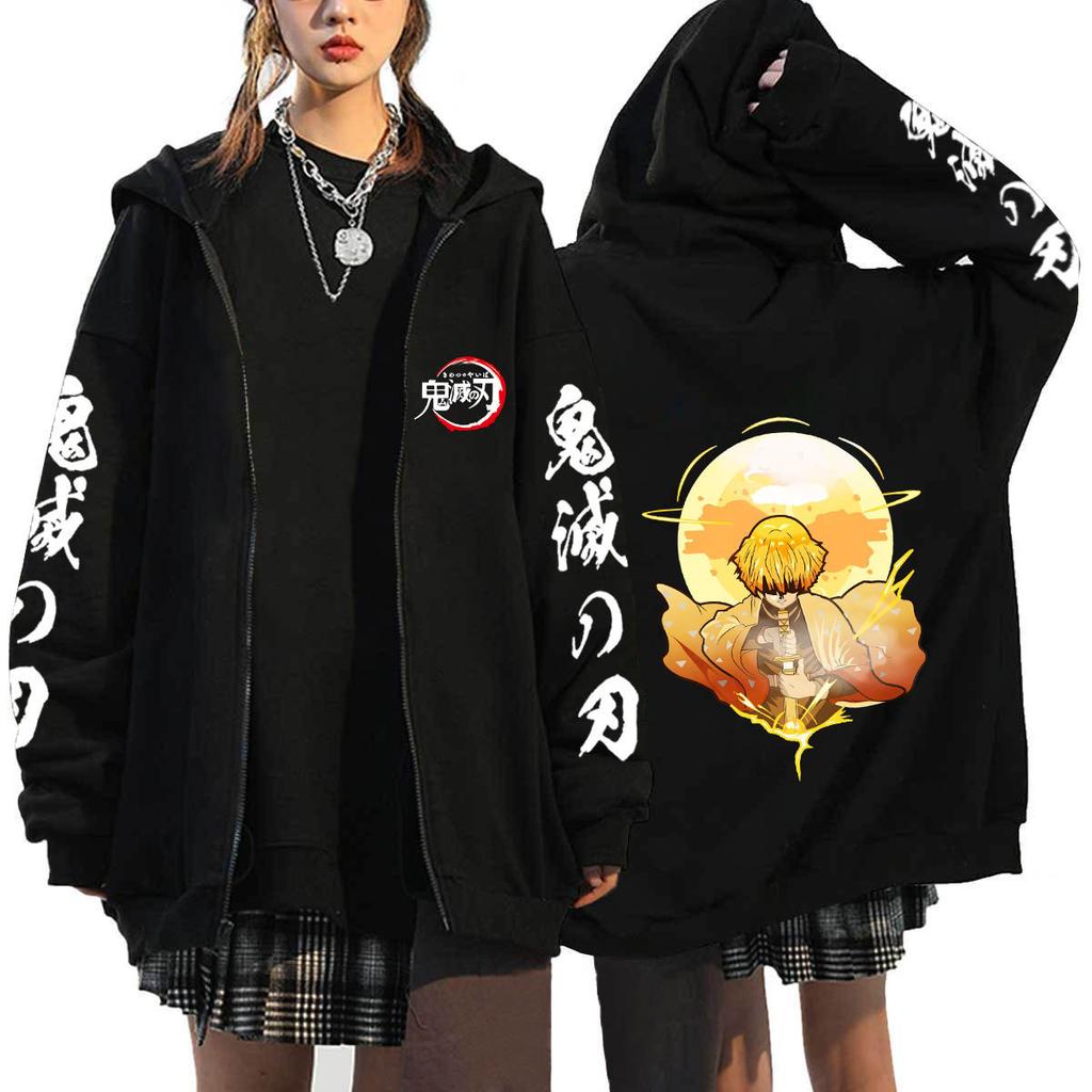 Japan Cartoon Comics Demon Slayer Printed Zip-Up Sweatshirt Unisex Fashion Hoodie/Jacket 0041