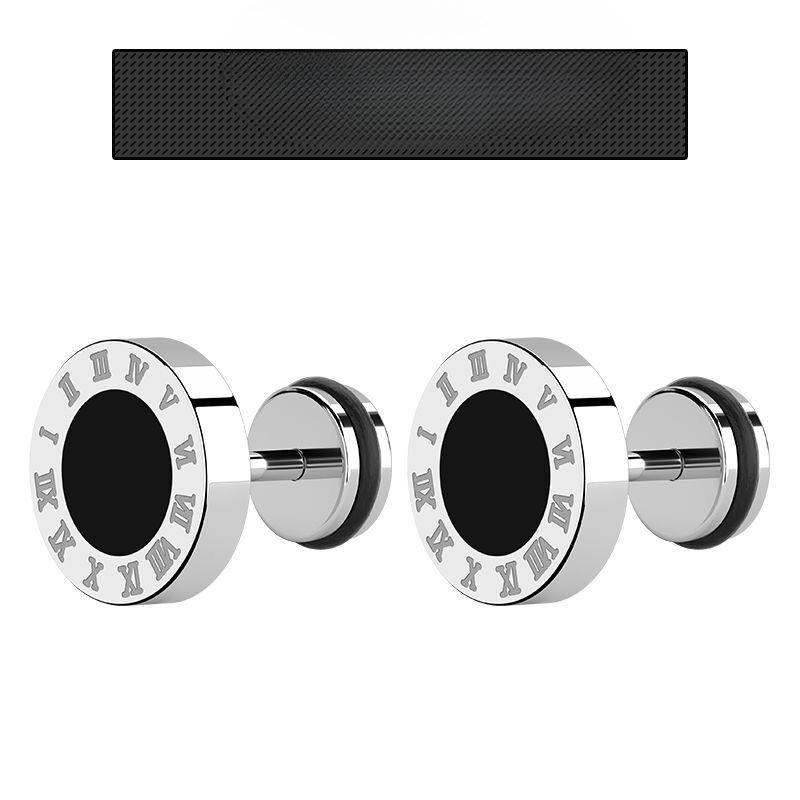 Earring for Men, Hip-hop Style, Roman Numeral Design, Unique Screw, Simple Buckle, Cool and Elegant Look.