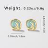 Stainless Steel Irregular Round Wheat Drip Oil Stud Earrings for Women
