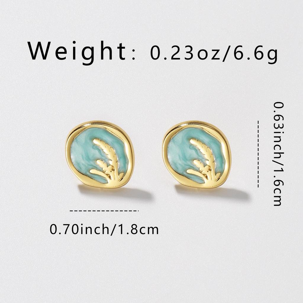 Stainless Steel Irregular Round Wheat Drip Oil Stud Earrings for Women