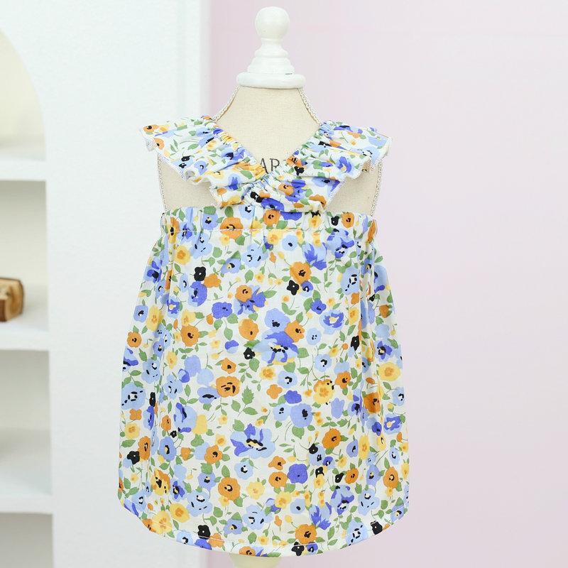 

Летнее платье для домашних животных с кружевным воротником, мягкая текстура, удобное платье принцессы с цветочным принтом для щенка собаки, повседневная одежда XL синий