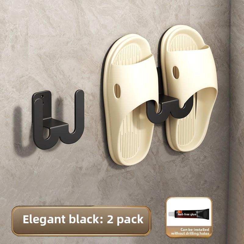 Suport papuci baie montat pe perete fără găurire, suport depozitare pantofi montat pe perete pentru toaletă, cârlig depozitare cu scurgere pentru toaletă