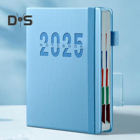2025 Schedule Planner One Year Organization Monthly Weekly Pages Notebook with Elastic Rope Imitation Leather Cover Planner
