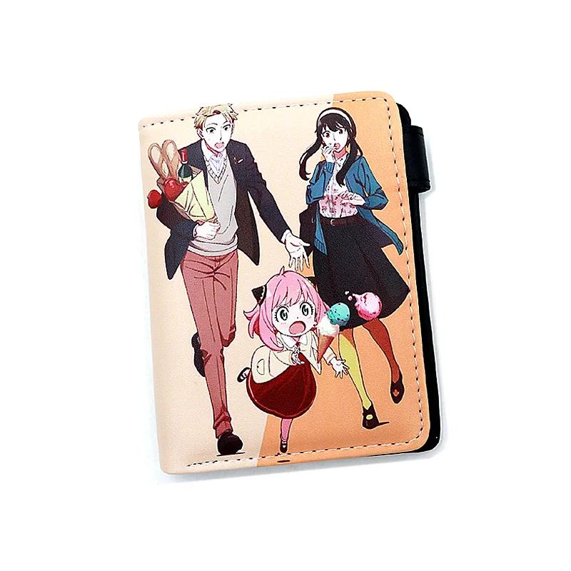 Anime Loid Anya Forger Yor PU Short Folding Wallet Coin Purse with Interior Zipper Pocket