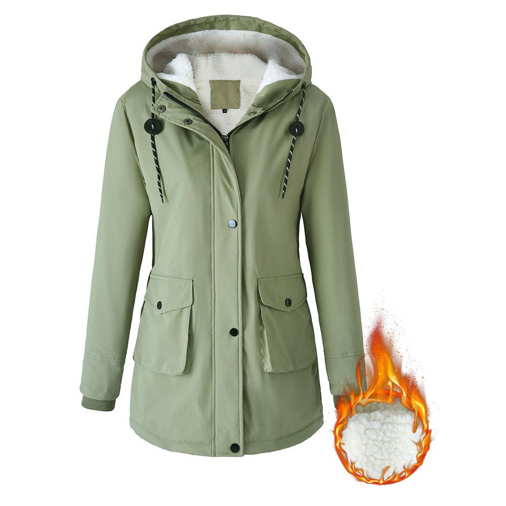 Outdoor Sports Winter Parkas Women's Berber Fleece-padded Jacket Hooded Coats Oversize Loose Windproof Rainproof Outerwear