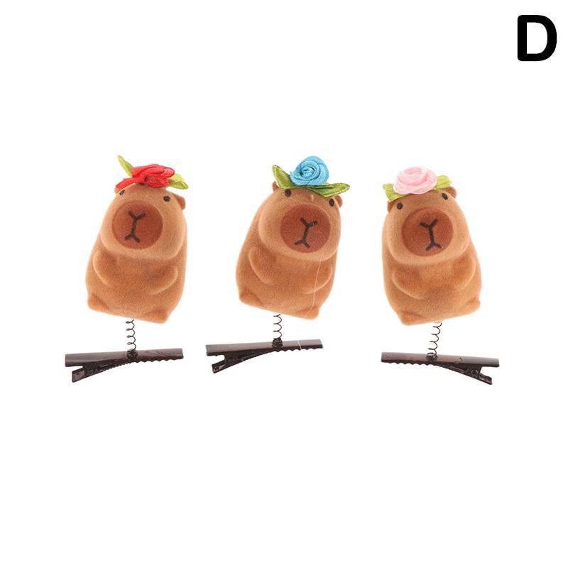 3 Stück Beflockung Lustige 3D Capybara Feder Plüsch Haarnadel Tier Lieblich Haarspange Accessoires Kopfschmuck