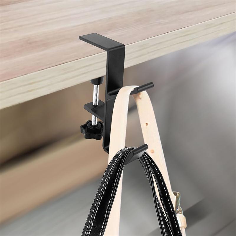 Aluminium Alloy Clamp-On Desk Mount Bag Holder Hook Headphone Hanger Rack for Table Desk Under Counter