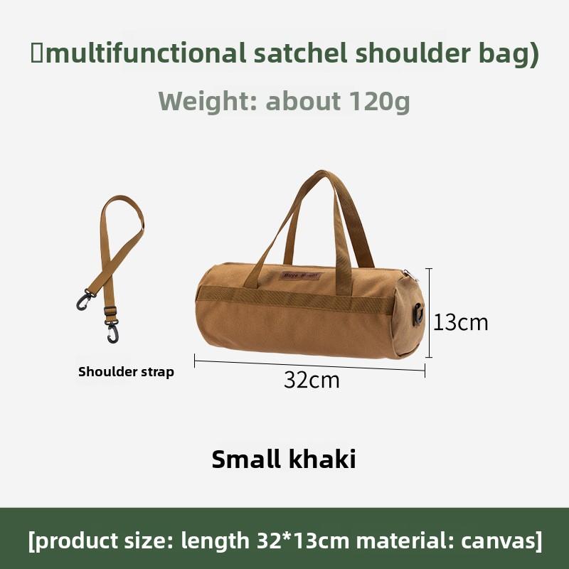 Outdoor Camping Cylindrical Large Capacity Canvas Storage And Organizing Bag Tent Accessories Ground Nail Wind Rope Storage Bag