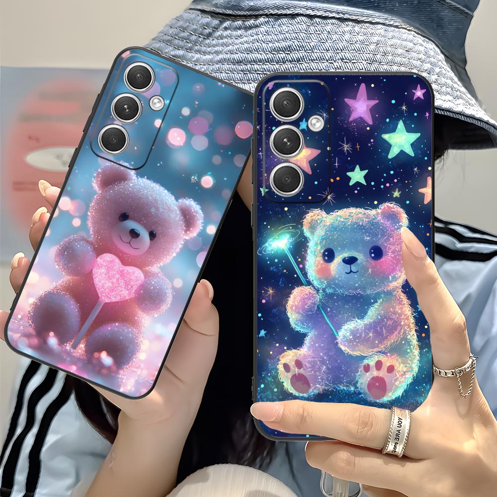 Kawaii Cute Bear Phone Case for Samsung Galaxy S25 S24 S23 S22 S21 S20 Note20 Plus FE Ultra Colour Printing Pretty Luxury