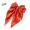 Halloween Hair Accessories Silky Satin Bows for Women, Big Ribbon Bow Clips Girls, Decorative Clip Oversized Long Tail Barrettes, Cute Ghost