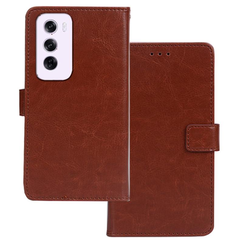 

For Oppo Reno12 Pro 5G (Global) Case Card Slots Holder Leather Phone Cover Crazy Horse Texture Brown