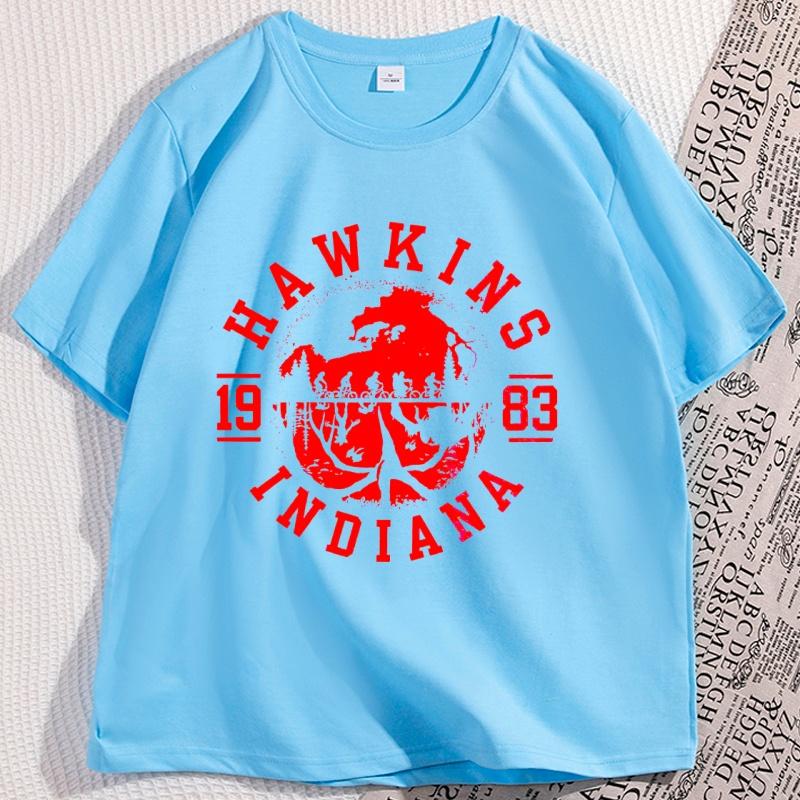 Hawkins 1983 Indiana Tričko pro Muže Ženy Vzhůru nohama Tričko Milovník Filmů Tričko Ležérní Kulatý Výstřih Bavlna Krátký Rukáv