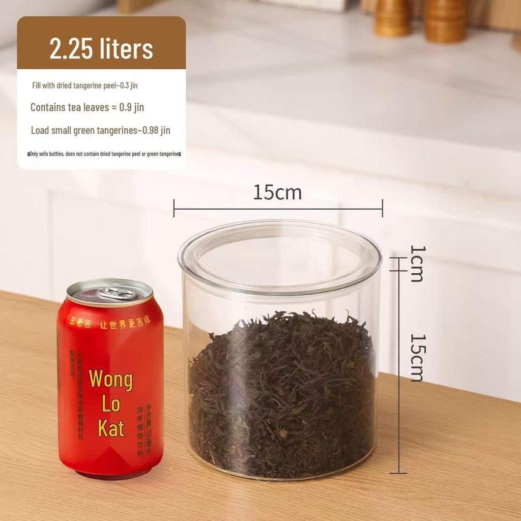 Large Capacity Food-Grade PET Storage Jar for Dried Tangerine Peel, Tea, and More.