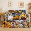 3D Billie Eilish Singer Star Flannel Blanket Soft Warm Throw Blanket for Bedroom Living Room Bed Travel Camping Picnic Gift