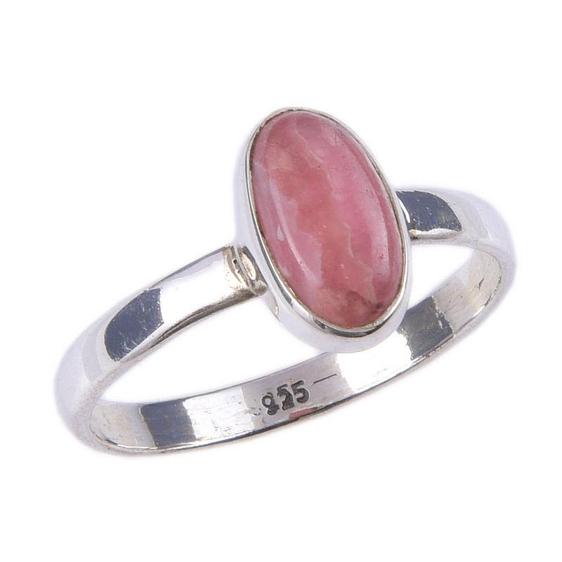 Bague en argent sterling 925 massif, faite à la main, avec pierre précieuse naturelle de rhodochrosite, taille S.8 Y0K09