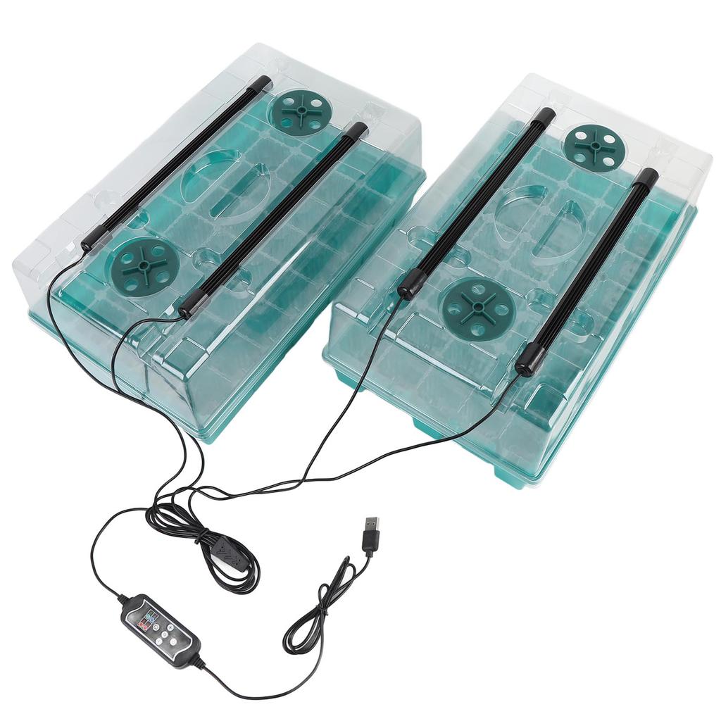 Plant Starter Tray Propagator Plant Greenhouse Grow Kit with 4 Tube Grow Light USB Connector Plant