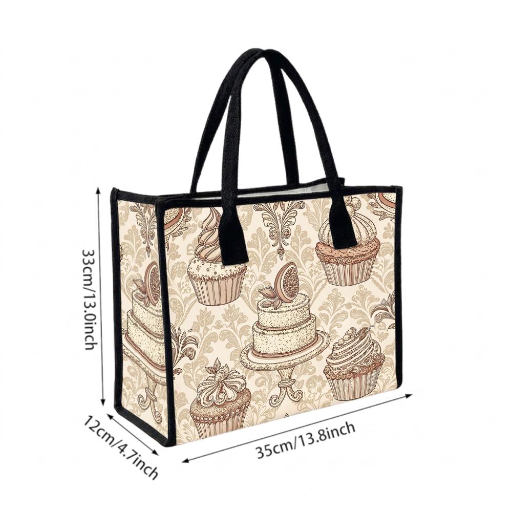 Sweet Dessert Pattern Casual Tote Lightweight Portable Daily Use Handbag
