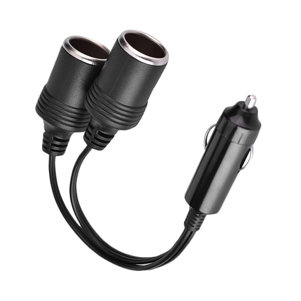 12V 24V Car Charger Plug Male to 2 Way Female Cigarette Socket Extension Cord Cable