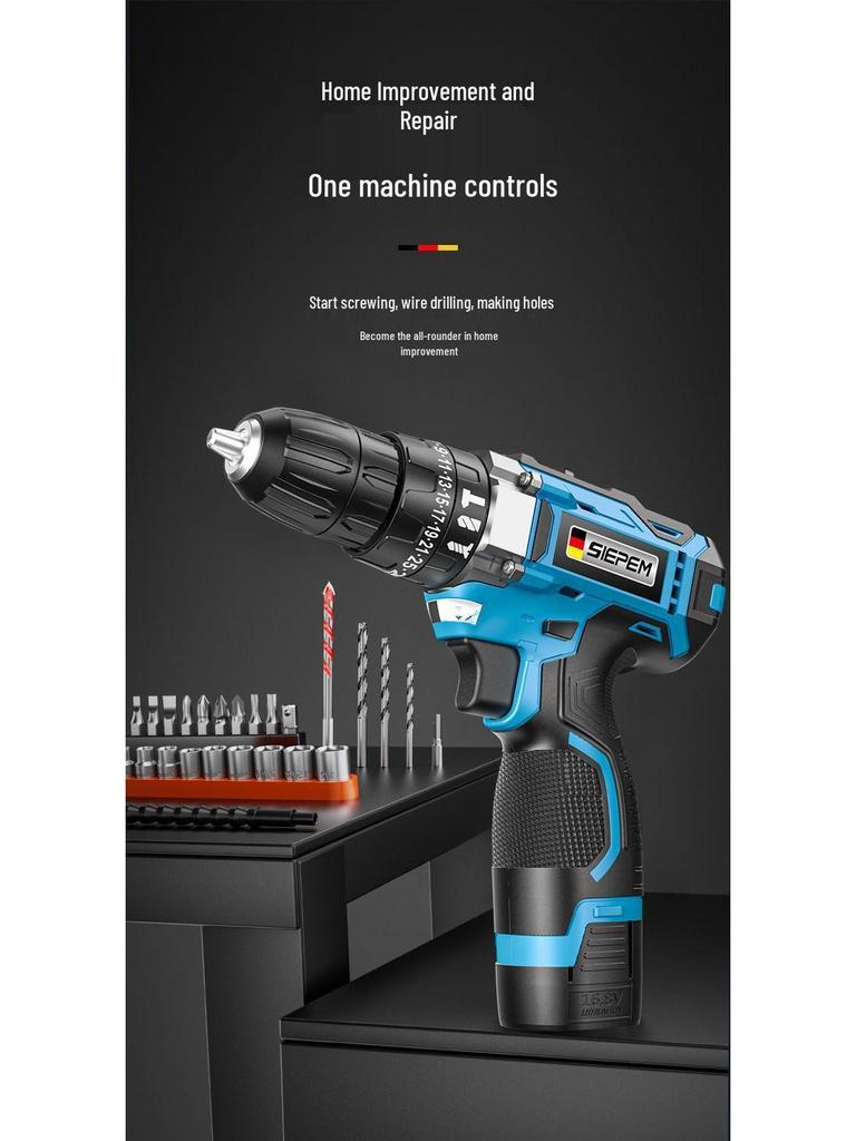 German Cordless Drill: Multifunctional Lithium Battery Electric Screwdriver