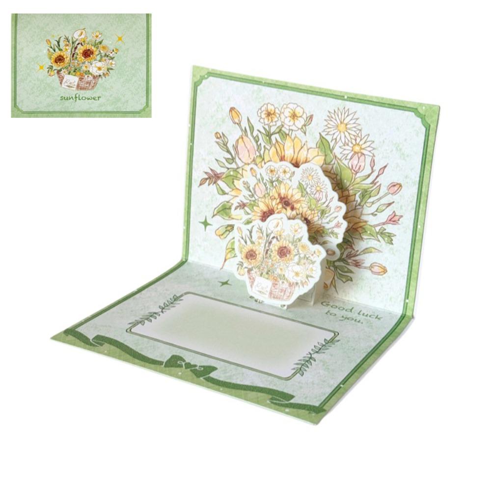 Creative 3D Greeting Card Pop Up Love Rose Thank You Cards with Envelope Blessing Card Wife Girlfriend Gift