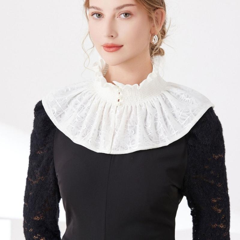 Victorian Ruffle Faux Collar Courtstyle Detachable Collar For Women Dresses Sweater Easy Wear Fashion Neck Accessory