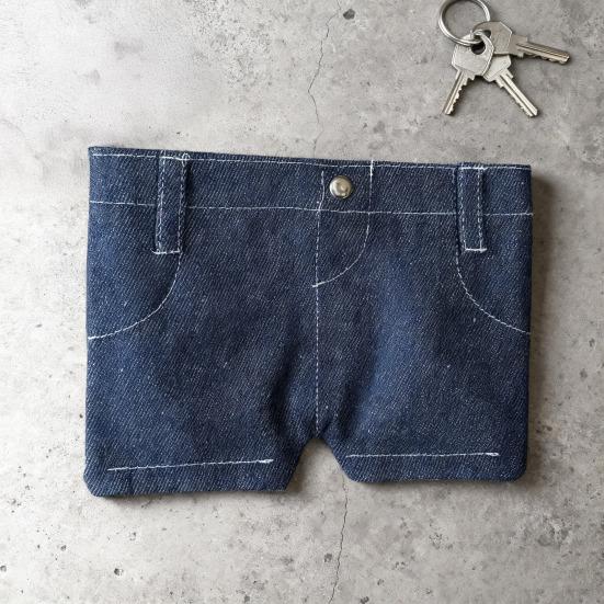 Mini Jeans Wallet Funny Denim Coin Purse Retro Style Bifold Purse with Card Holder Portable Pocket Pants Wallet for Cards Keys Cash