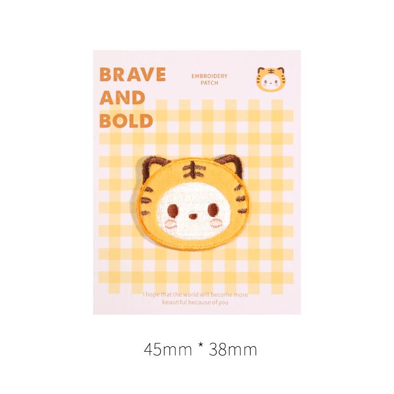 

Мультяшная вышивка тигра, тканевая наклейка, детская одежда, брюки, сумка, заплатка для дыр, самоклеящаяся, аппликация с узором для пуховика 1 #Good Tiger