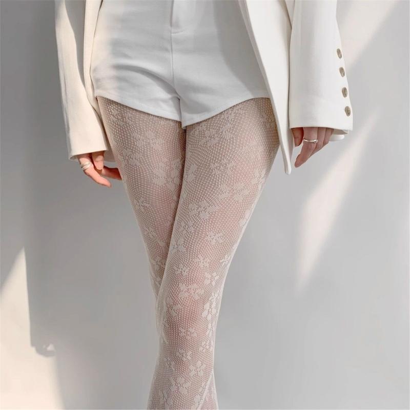 Women Lace Patterned Fishnet Tights High Waist Fishnets Leggings Net Stockings Pantyhose Thigh High Stockings Hosiery